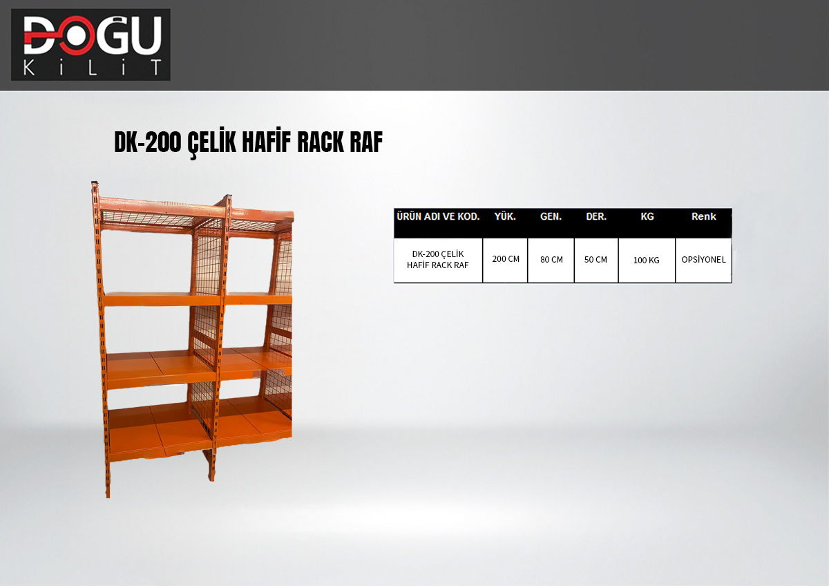 DK-200 Çelik Hafif Rack Raf — orijinal katalog