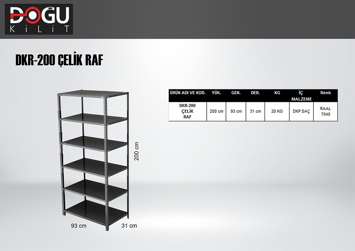 DKR-200 Çelik Raf — orijinal katalog